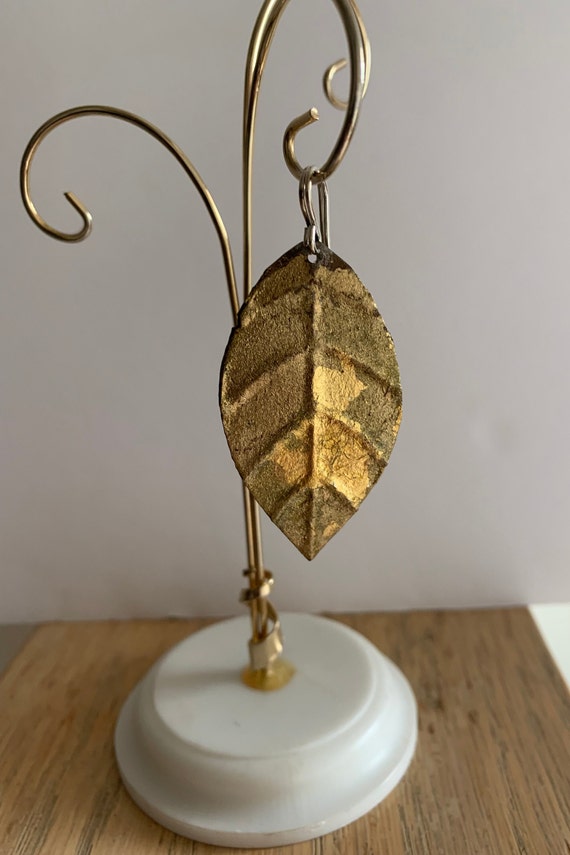 Gold-leafed Leaf Earrings