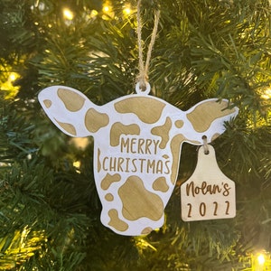 Personalized Cow Christmas Ornament