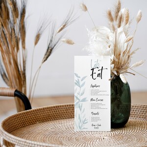 Hochzeitsmenü, moderne Menükarte, minimalistische Menüvorlage, Babypartymenü, Taufemenü, Geburtstagsmenü, vollständig anpassbare Canva-Vorlage