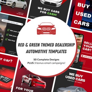 20 Red & Green Themed Dealership Automotive Templates Made in Canva | Social Media Template | Instagram Post Template|Social Media Stories