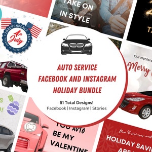 51 Holiday Instagram and Facebook Automotive Templates Made in Canva | Social media template | Instagram post template | Social media bundle