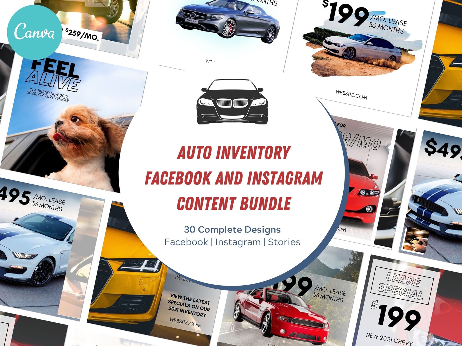 30 Instagram and Facebook Automotive Templates Made in Canva Social