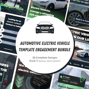 10 modelos de veículos elétricos automotivos para Instagram e Facebook feitos no Canva | Modelo de postagem do Instagram | Pacote de mídia social