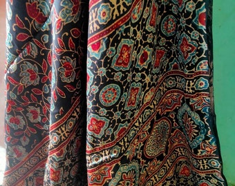 Ajrakh Modal Silk Saree | Etsy