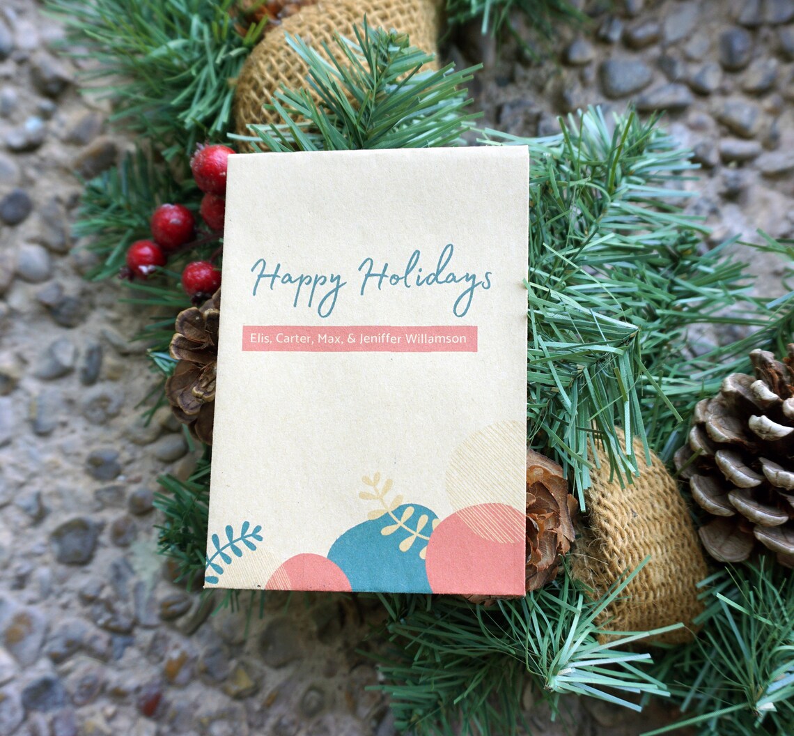 Custom Seed Packet Christmas Card Favor Seasons Greetings Etsy