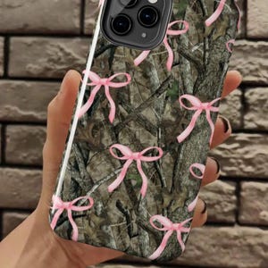 Coque de protection pour téléphone portable camouflage « Real Tree » Coquette Coque pour iPhone Samsung Bows Idées cadeaux de Noël Cadeaux d'amis Grunge