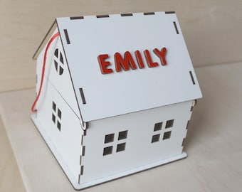 Personalized Christmas Eve Box, Plywood House Gift Box