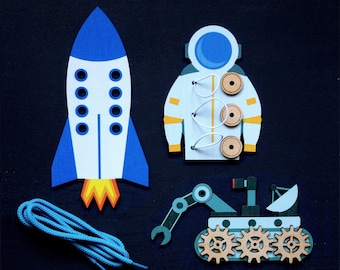 Colored Busy board parts SPACE Busy board Parts Busy board DIY Busy board zubehr busy board accessories wooden activity parts