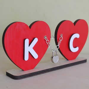 Personalized Initials heart sign valentines heart with initials letters heart sign valentines day gifts for her personalized love decor