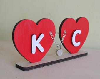Personalized Initials heart sign valentines heart with initials letters heart sign valentines day gifts for her personalized love decor