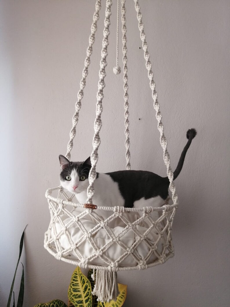 Macrame giftHanging Cat Macrame Basket Hanging Cat Hammock Etsy