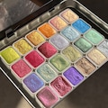 MICA GRAB BOX metallic shimmer handmade watercolor paint mix of 24 pans in tin box from existing collection for artists, perfect for trials product logo