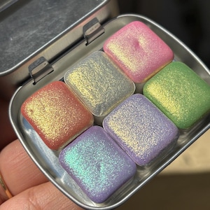 シマー水彩セット、シマー水彩絵の具パレット、きらめくメタリック水彩、バイラルシマーバタフライペインティングSS 2025
