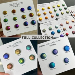 MICA DOTCARDS Handgemachte Aquarellfarben Glimmer Metallic Dot Cards Sample Sets Bester Künstler Geschenk insgesamt 45 Farbtöne zum Ausprobieren Full Collection Dots