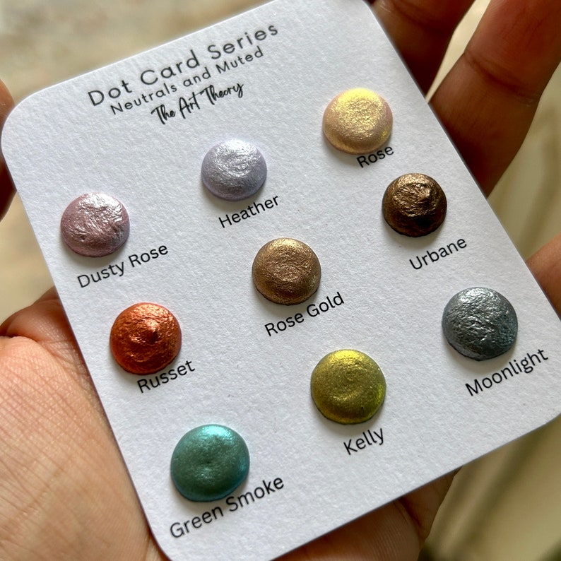 MICA DOTCARDS Handgemachte Aquarellfarben Glimmer Metallic Dot Cards Sample Sets Bester Künstler Geschenk insgesamt 45 Farbtöne zum Ausprobieren Neutrals and muted
