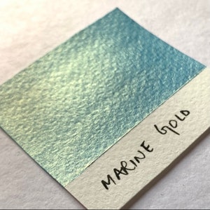 Marine Gold | Dual tone Handmade Watercolor | Blue and Gold tones | Duo chrome metallic watercolor