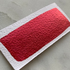 SANTA red metallic watercolor quarter pan | handmade mica watercolor christmas gift for artist