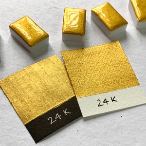 24K ゴールド ハンドメイド 水彩絵の具パン | マイカ水彩 | 絵画、書道、イルミネーション、マンダラ用インク | アーティストへのギフト