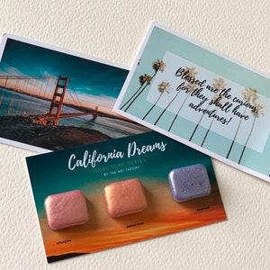 Handgemaakte aquarellen Dubbele tonen | Set van 3 aquarellen | Californische dromen