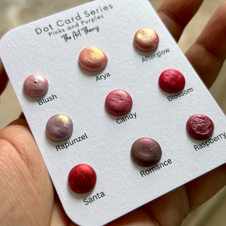 MICA DOTCARDS Handgemachte Aquarellfarben Glimmer Metallic Dot Cards Sample Sets Bester Künstler Geschenk insgesamt 45 Farbtöne zum Ausprobieren Pinks and purples