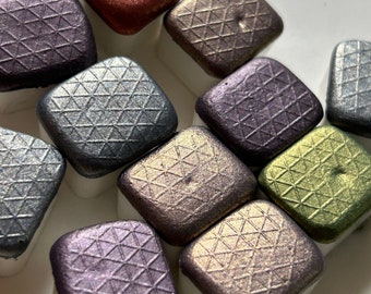 Paleta metálica de acuarela OTOÑO 2023: juego de medias pastillas de pinturas de acuarela metálicas con purpurina de mica hechas a mano / regalo para artistas, pinturas brillantes