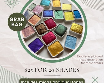 MICA GRAB BAG handmade watercolor mix of 20 pans grab bag from existing collection for artists - made with exquisite Indian craftsmanship