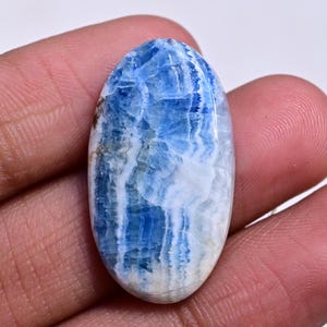 Blue Scheelite Cabochon - 19 ct. Natural Scheelite Gemstone 28mm, Polished Healing Crystal for Jewelry Making, Unique Collector’s Stone
