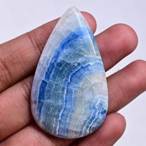 Blue Scheelite Cabochon - 93 ct. Natural Scheelite Gemstone 52mm, Polished Healing Crystal for Jewelry Making, Unique Collector’s Stone