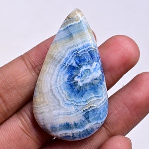Blue Scheelite Cabochon - 66 ct. Natural Scheelite Gemstone 46mm, Polished Healing Crystal for Jewelry Making, Unique Collector’s Stone