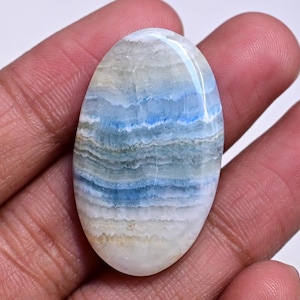 Blue Scheelite Cabochon - 32 ct. Natural Scheelite Gemstone 34mm, Polished Healing Crystal for Jewelry Making, Unique Collector’s Stone
