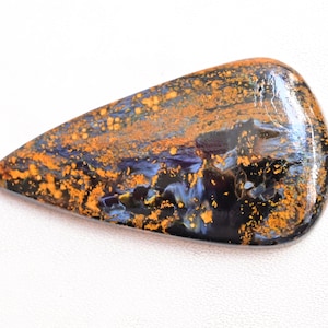 Pietersite Cabochon 33 ct.  Natural 41mm Blue Pietersite Gemstone, Rare Chatoyant Stone for Jewelry Making, Polished Pear Gem Cab