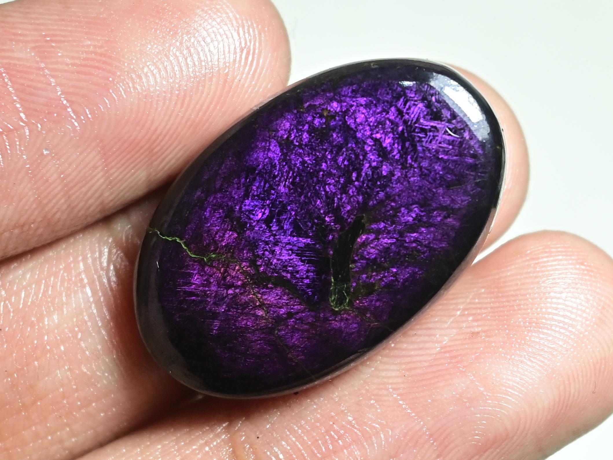 Purpurite Cabochon 23 ct. – Natural Purple 26mm Crystal Gemstone, Polished Purpurite for Jewelry Making, Rare Healing Stone
