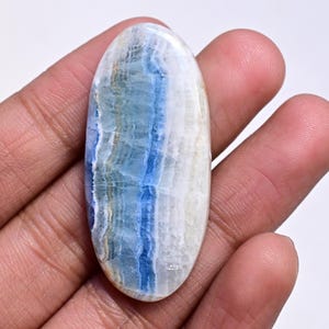 Blue Scheelite Cabochon - 47 ct. Natural Scheelite Gemstone 44mm, Polished Healing Crystal for Jewelry Making, Unique Collector’s Stone
