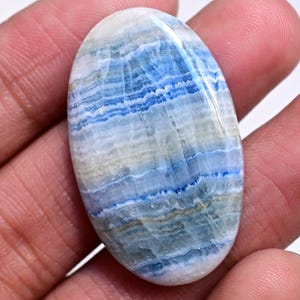 Blue Scheelite Cabochon - 41 ct. Natural Scheelite Gemstone 34mm, Polished Healing Crystal for Jewelry Making, Unique Collector’s Stone