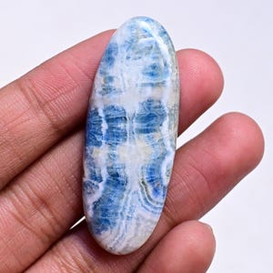 Blue Scheelite Cabochon - 56 ct. Natural Scheelite Gemstone 47mm, Polished Healing Crystal for Jewelry Making, Unique Collector’s Stone