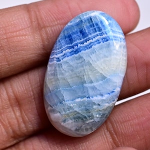 Blue Scheelite Cabochon - 33 ct. Natural Scheelite Gemstone 30mm, Polished Healing Crystal for Jewelry Making, Unique Collector’s Stone