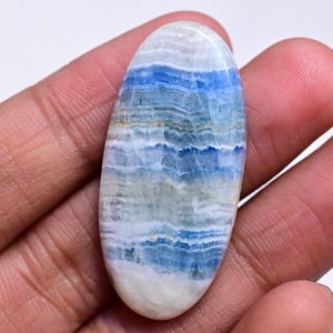 Blue Scheelite Cabochon - 37 ct. Natural Scheelite Gemstone 39mm, Polished Healing Crystal for Jewelry Making, Unique Collector’s Stone