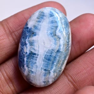 Blue Scheelite Cabochon - 51 ct. Natural Scheelite Gemstone 32mm, Polished Healing Crystal for Jewelry Making, Unique Collector’s Stone