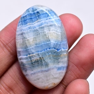 Blue Scheelite Cabochon - 57 ct. Natural Scheelite Gemstone 37mm, Polished Healing Crystal for Jewelry Making, Unique Collector’s Stone