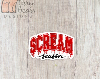 Scream Season Sticker, Spooky Season Vinyl Stickers, Halloween Decal, Scary Movie Waterproof Sticker | INDOOR USE ONLY