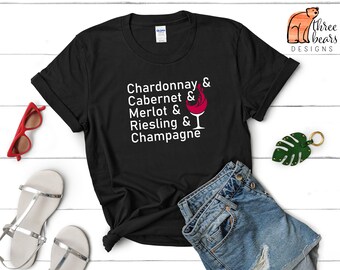 Wine Varietals Graphic Tee, Wine T-Shirt, Wine Lover Shirt, Funny Wine Tee