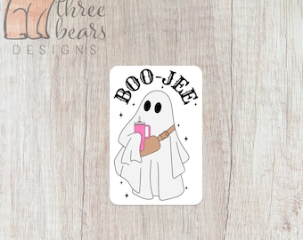 Boo-Jee Ghost Sticker, Halloween Vinyl Stickers, Millennial Ghost Decal, Spooky Waterproof Stickers | INDOOR USE ONLY