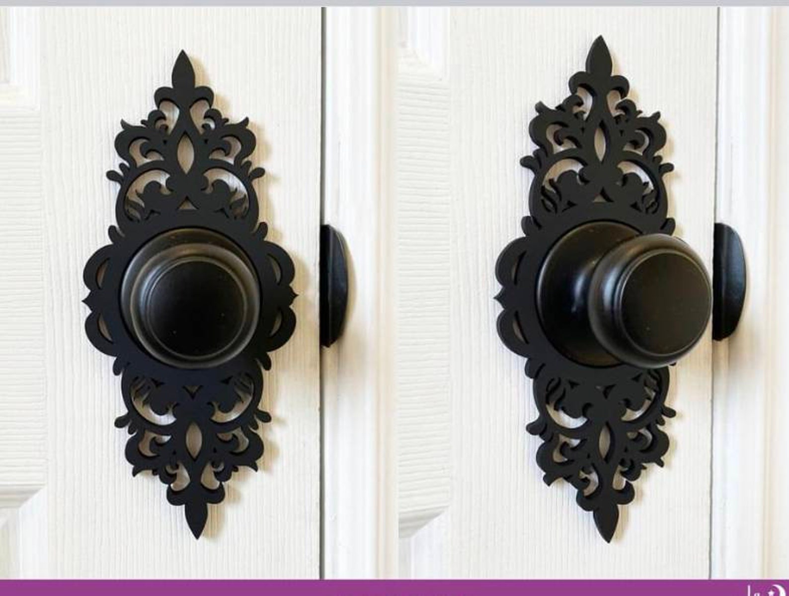 Door Knob Handle Decorative Plates 2 Pack Black Home Decor Etsy