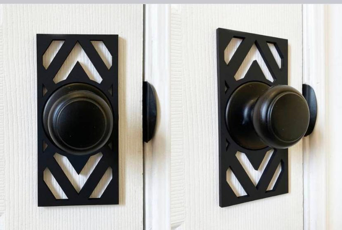 Door Knob Handle Decorative Plates 2 Pack Black Home Decor Etsy