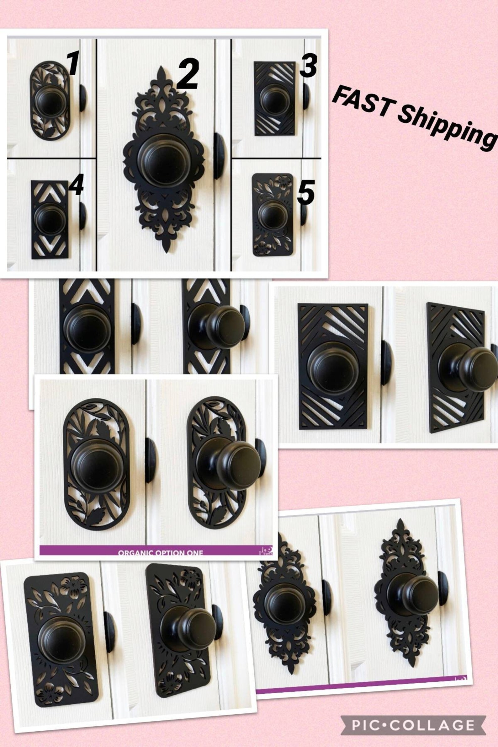 Door Knob Handle Decorative Plates 2 Pack Black Home Decor Etsy