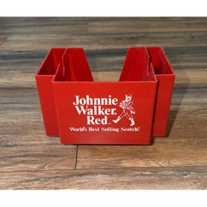 Vintage 1987 Johnny Walker Red Bar Caddy Red Scotch 5.5" Tall 7.5" Wide image 1