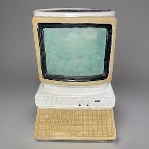Vintage Microsoft? Desktop-Computer-Caddy aus Kunstharz, Stiftehalter