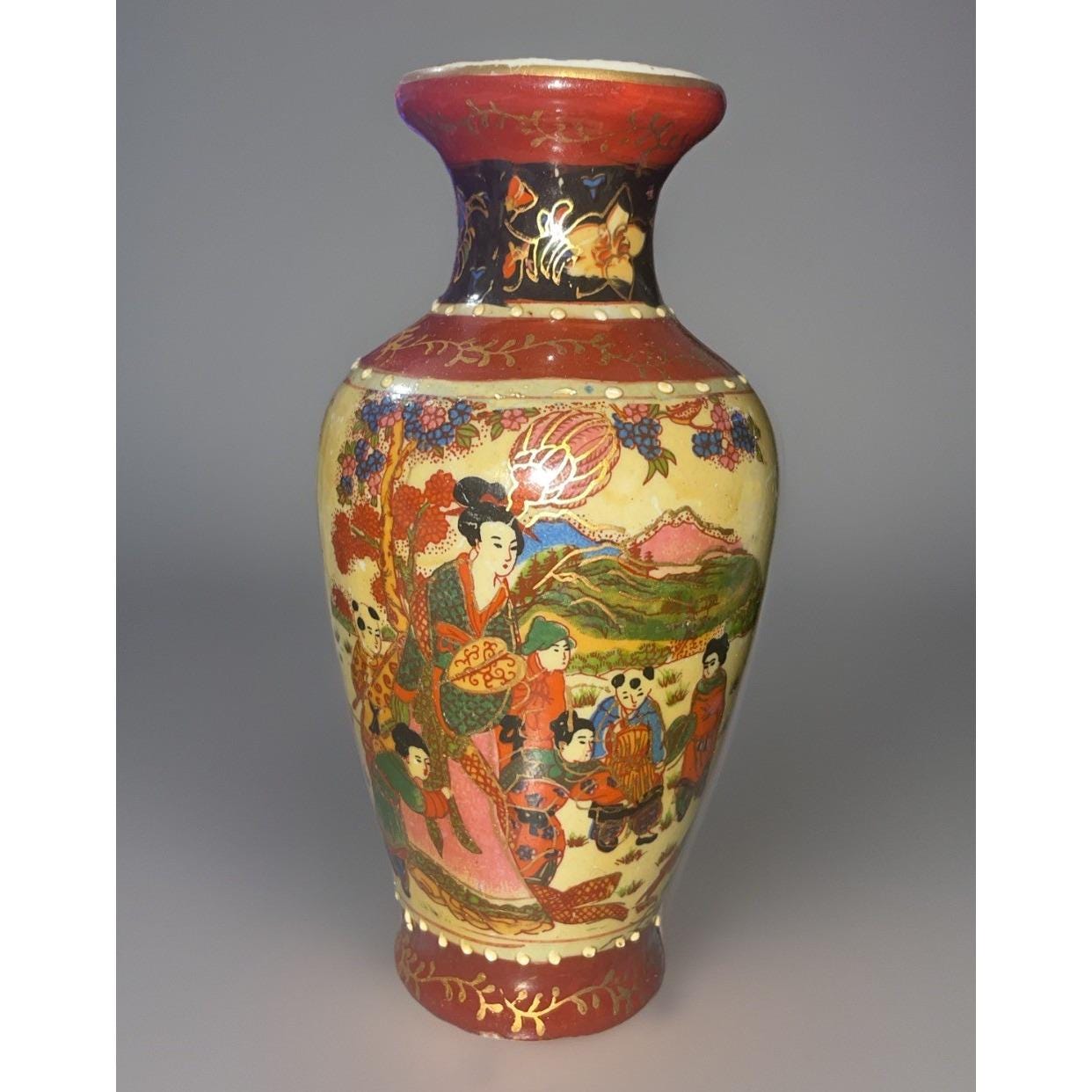 ヴィンテージ 中国製 花瓶 磁器 手描き 芸者 花柄 テクスチャ - Etsy 日本