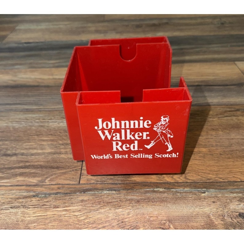 Vintage 1987 Johnny Walker Red Bar Caddy Red Scotch 5.5" Tall 7.5" Wide image 3