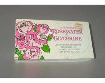 Vtg Ye Olde Fashioned Rosenvatten och Glycerin Fransk Hylstvål 3 Kakor